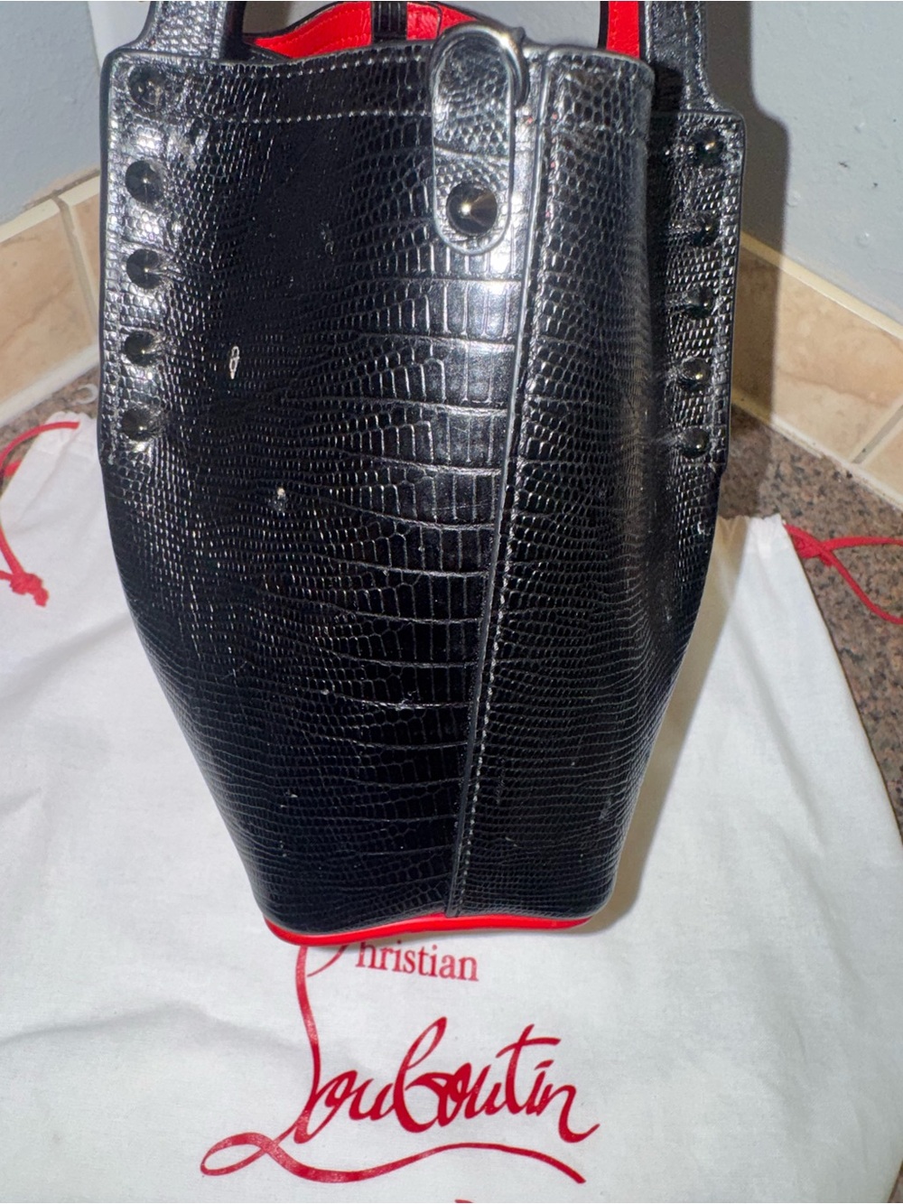 Christian Louboutin cabarock Black Leather Tote with COA - Picture 9 of 10